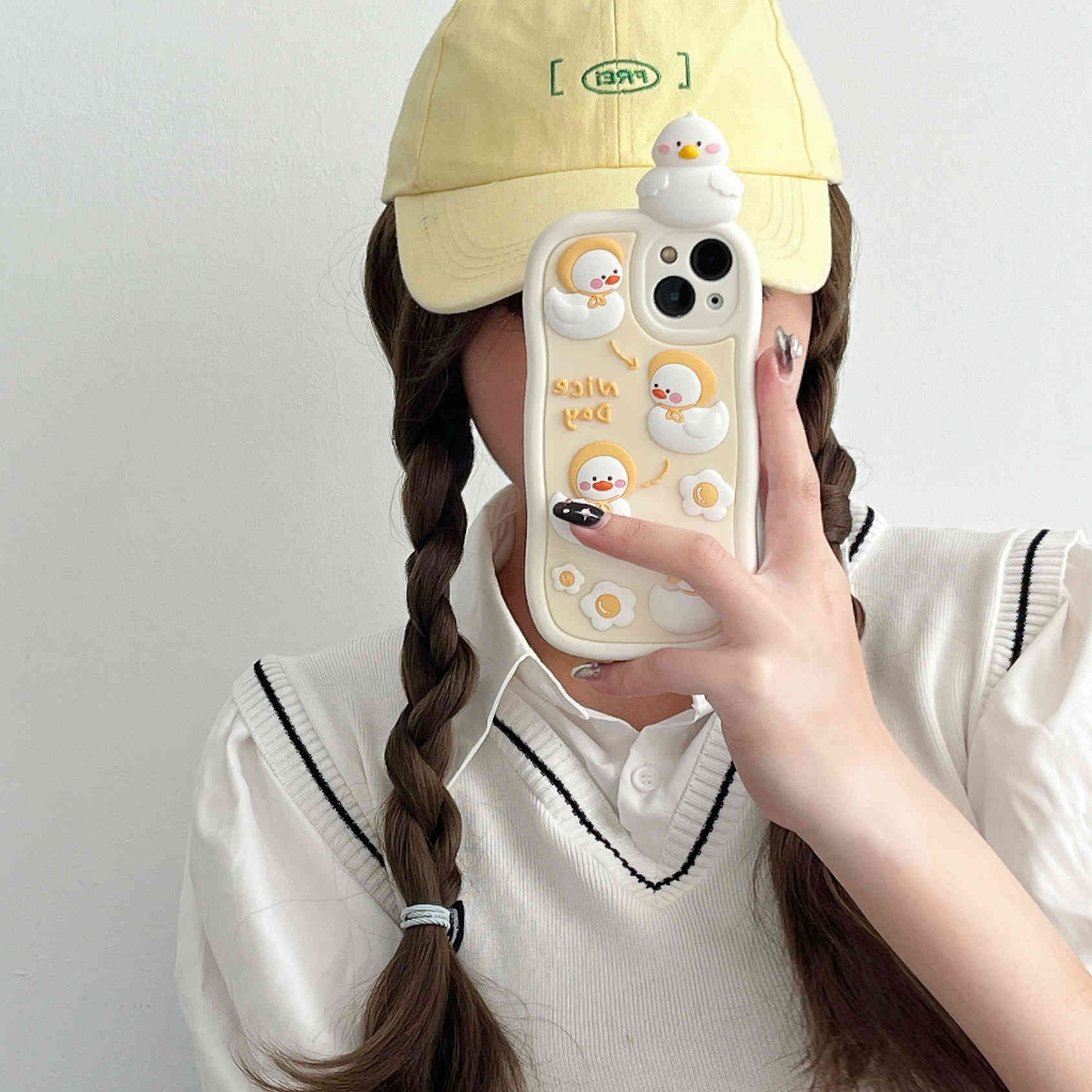 Ốp Điện Thoại Hình Vịt 3D Cho IPhone 14Pro Max 13Pro Max 11 12Pro 12 Pro Max