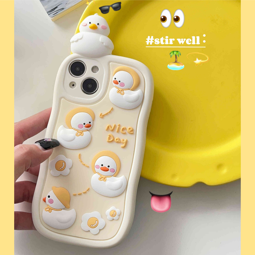 Ốp Điện Thoại Hình Vịt 3D Cho IPhone 14Pro Max 13Pro Max 11 12Pro 12 Pro Max