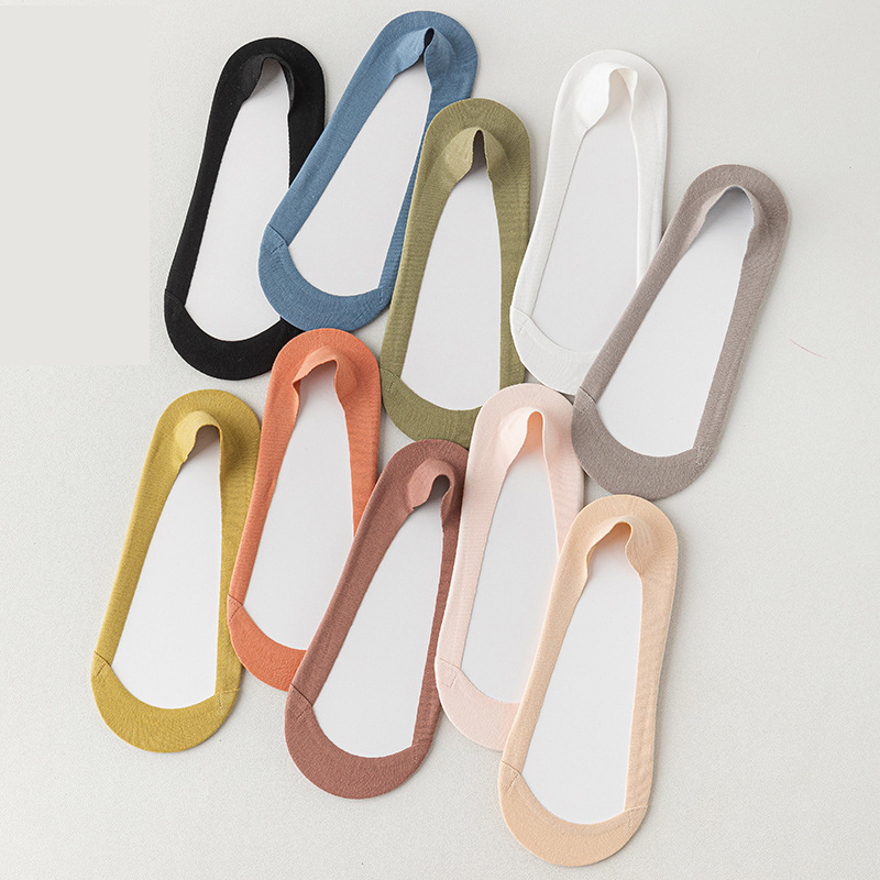 FHYL Vớ Cotton Ngắn Màu Trơn Không Trơn Thoải Mái Không Trượt Thoải Mái Đơn Giản Phong Cách Hàn Quốc Cho Nữ