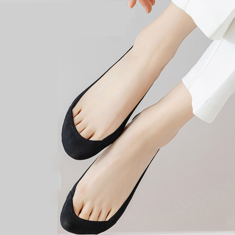 FHYL Vớ Cotton Ngắn Màu Trơn Không Trơn Thoải Mái Không Trượt Thoải Mái Đơn Giản Phong Cách Hàn Quốc Cho Nữ