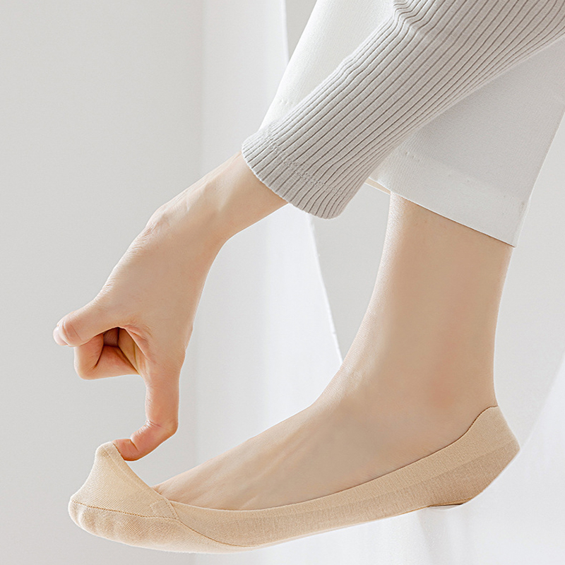 FHYL Vớ Cotton Ngắn Màu Trơn Không Trơn Thoải Mái Không Trượt Thoải Mái Đơn Giản Phong Cách Hàn Quốc Cho Nữ