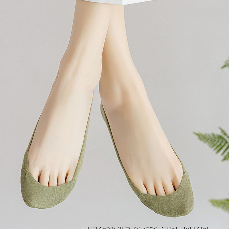 FHYL Vớ Cotton Ngắn Màu Trơn Không Trơn Thoải Mái Không Trượt Thoải Mái Đơn Giản Phong Cách Hàn Quốc Cho Nữ