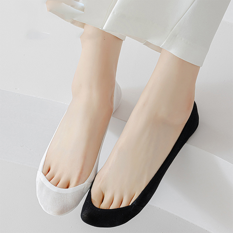 FHYL Vớ Cotton Ngắn Màu Trơn Không Trơn Thoải Mái Không Trượt Thoải Mái Đơn Giản Phong Cách Hàn Quốc Cho Nữ