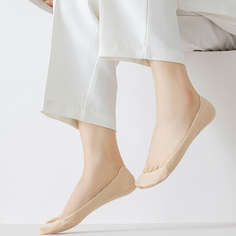 FHYL Vớ Cotton Ngắn Màu Trơn Không Trơn Thoải Mái Không Trượt Thoải Mái Đơn Giản Phong Cách Hàn Quốc Cho Nữ