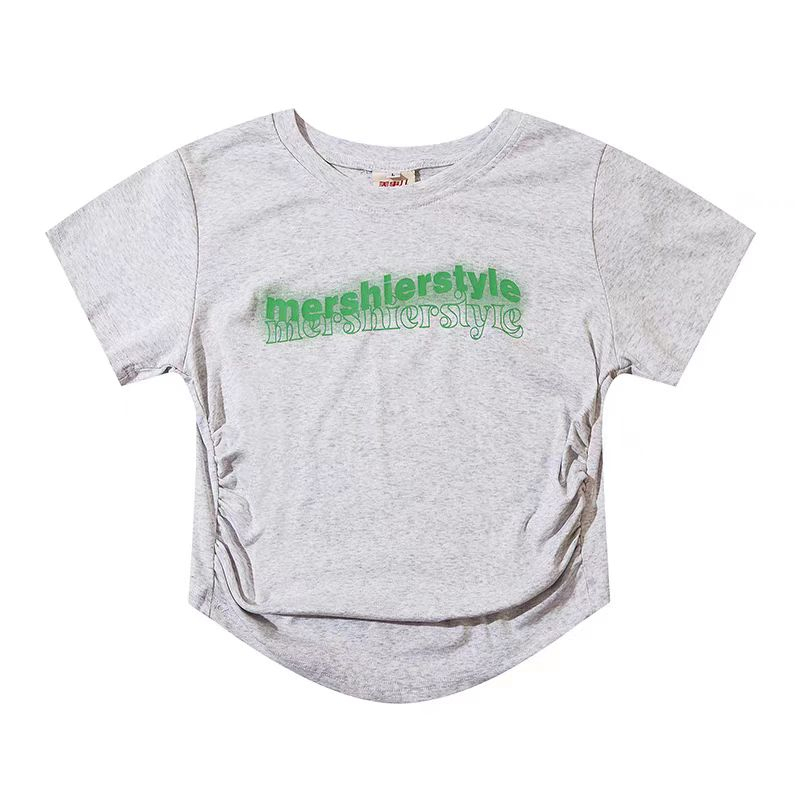 ZHELIHANGFEI Áo Thun Ngắn Tay In Chữ Xinh Xắn Dành Cho Nữ