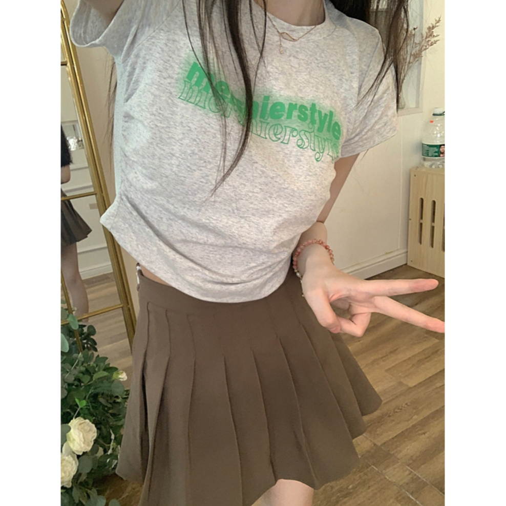 ZHELIHANGFEI Áo Thun Ngắn Tay In Chữ Xinh Xắn Dành Cho Nữ