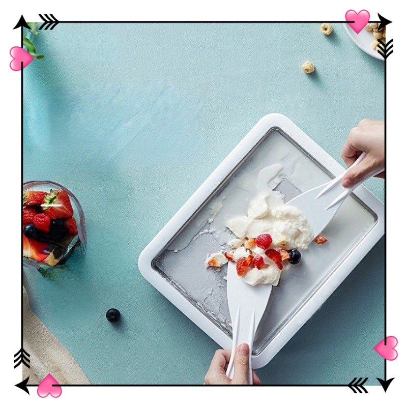 [ Tặng xẻng ]Máy Làm Kem Cuộn Mini Làm Kem Cuộn Tại Nhà Không Dùng Điện An Toàn Dễ Sử Dụng