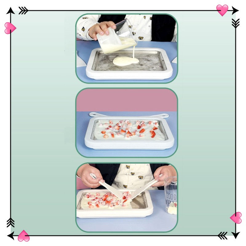 [ Tặng xẻng ]Máy Làm Kem Cuộn Mini Làm Kem Cuộn Tại Nhà Không Dùng Điện An Toàn Dễ Sử Dụng