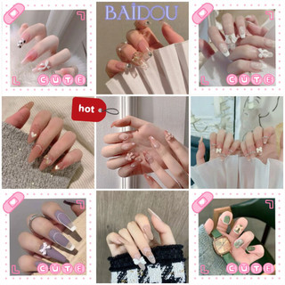 🔥Set 24 móng tay giả đính nơ thiết kế dễ thương dành cho nữ
