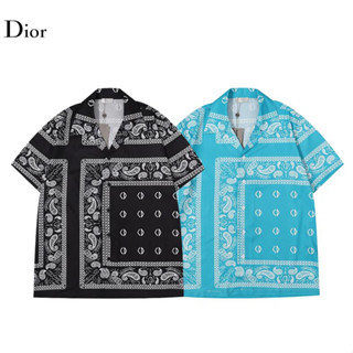 Áo Sơ Mi cotton Ngắn Tay In Họa Tiết DIOR Thời Trang Cho Nam Nữ