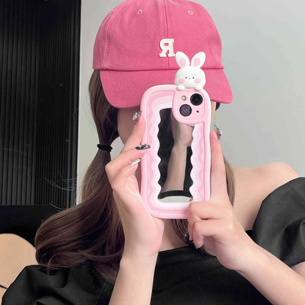 Ốp Điện Thoại Mặt Gương Hình Thỏ Hồng Cho IPhone 14Pro Max 13Pro Max 11 12Pro 12 Pro Max