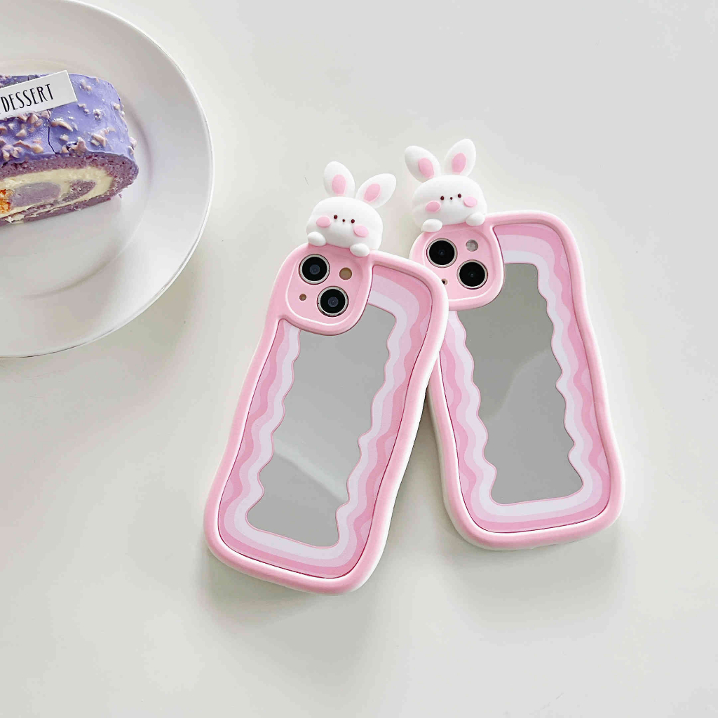 Ốp Điện Thoại Mặt Gương Hình Thỏ Hồng Cho IPhone 14Pro Max 13Pro Max 11 12Pro 12 Pro Max