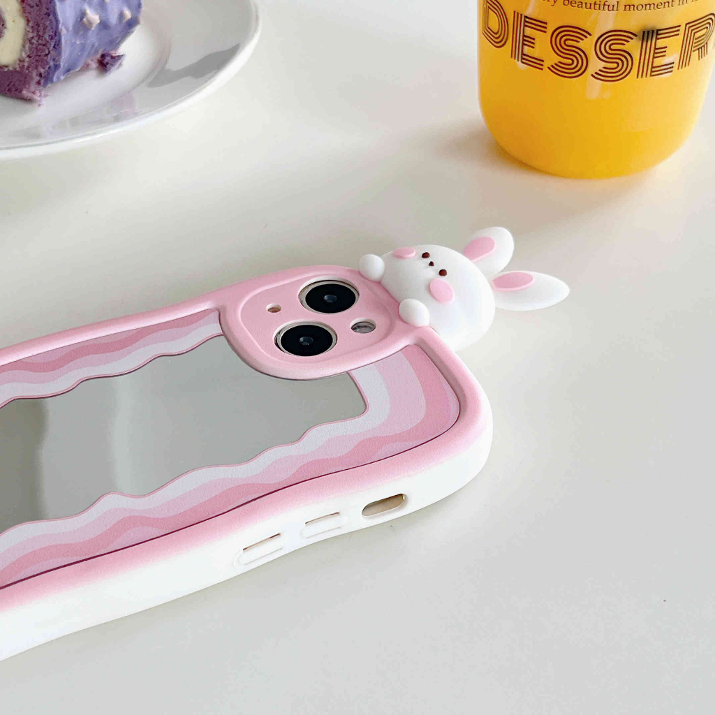 Ốp Điện Thoại Mặt Gương Hình Thỏ Hồng Cho IPhone 14Pro Max 13Pro Max 11 12Pro 12 Pro Max