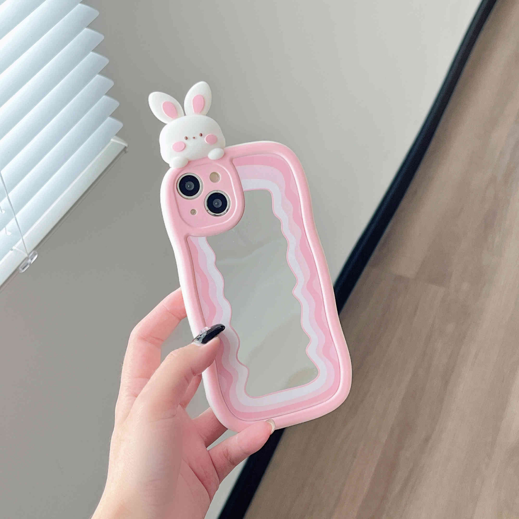 Ốp Điện Thoại Mặt Gương Hình Thỏ Hồng Cho IPhone 14Pro Max 13Pro Max 11 12Pro 12 Pro Max