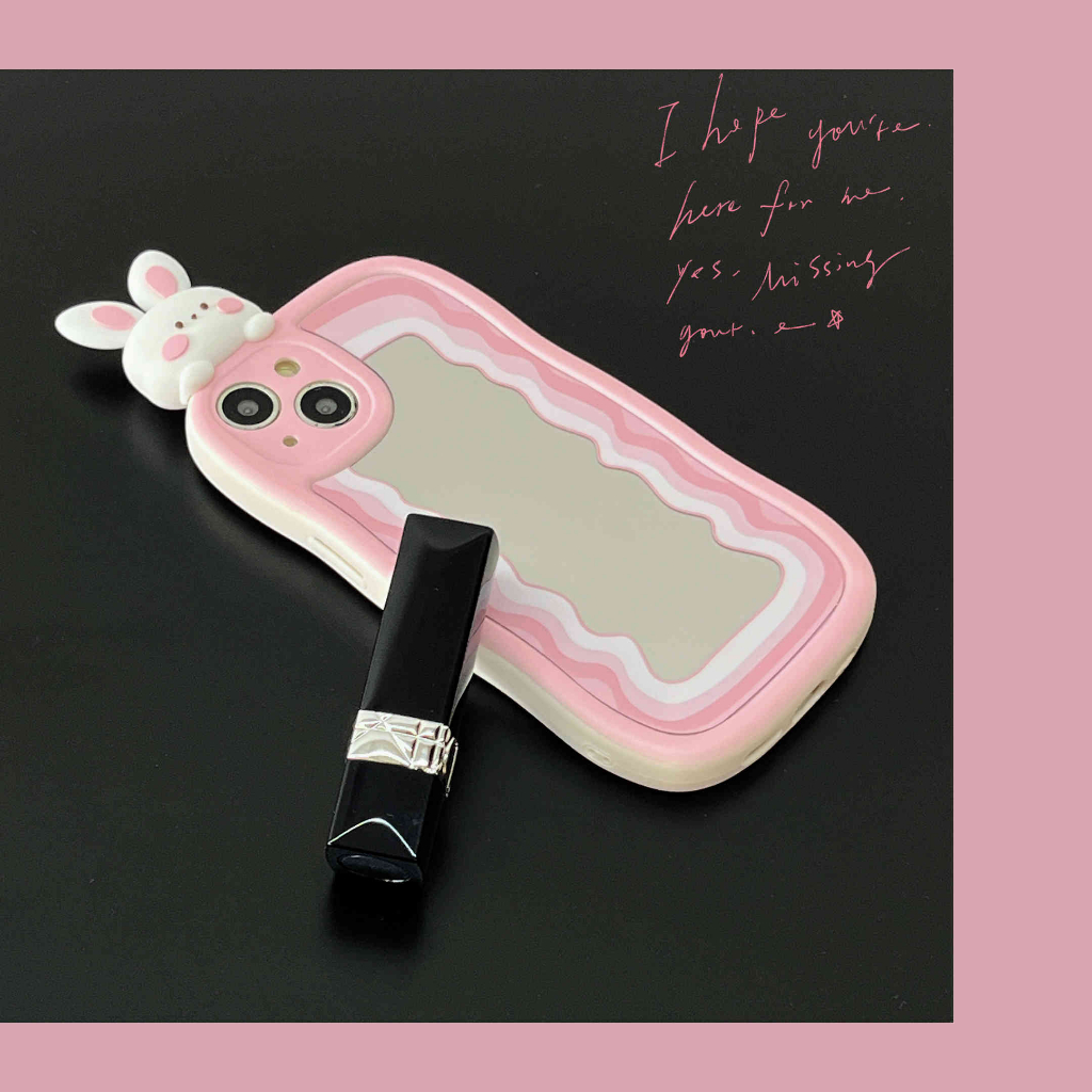 Ốp Điện Thoại Mặt Gương Hình Thỏ Hồng Cho IPhone 14Pro Max 13Pro Max 11 12Pro 12 Pro Max
