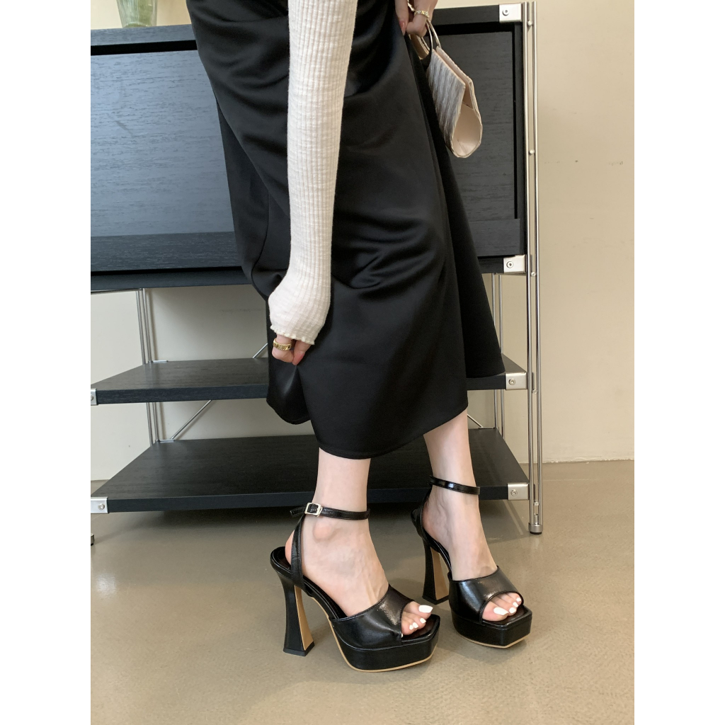 Giày Cao Gót Da Mũi Vuông 5.11 Inches Size 35-40 Thời Trang Cho Nữ