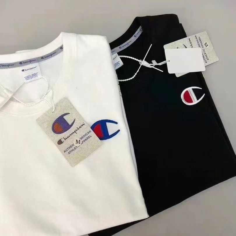 Áo Thun Có Cổ Thêu logo champion Thời Trang Cho Cặp Đôi