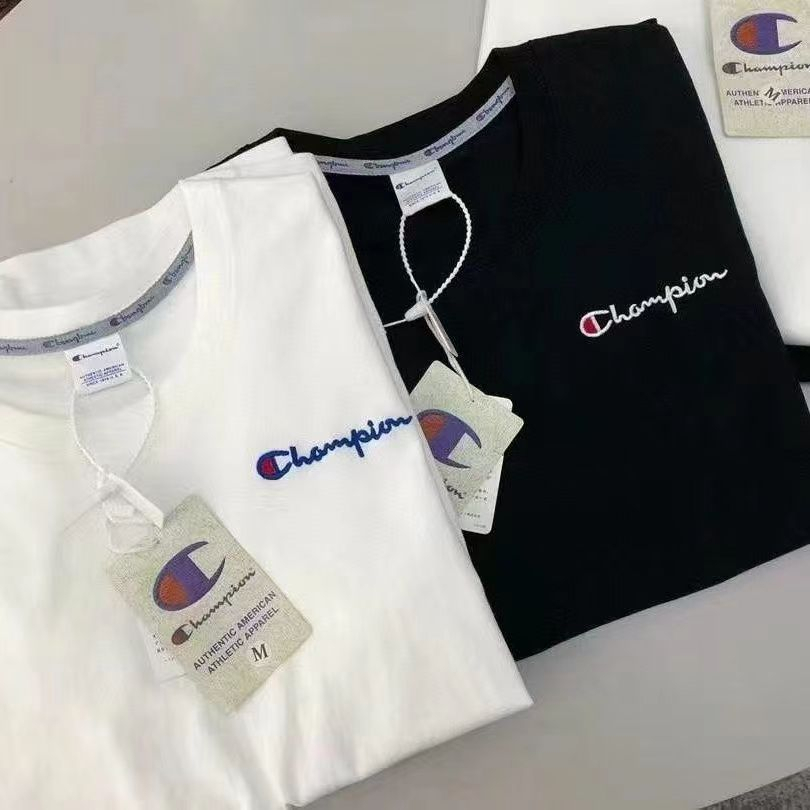 Áo Thun Có Cổ Thêu logo champion Thời Trang Cho Cặp Đôi