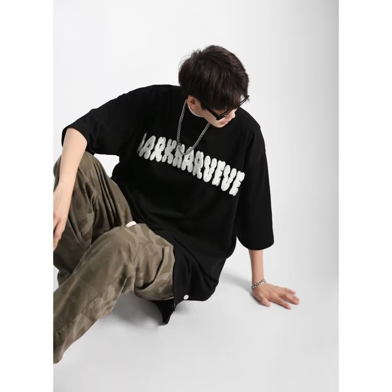 Áo Thun Ngắn Tay In Chữ Phong Cách Đường Phố Mỹ Cá Tính