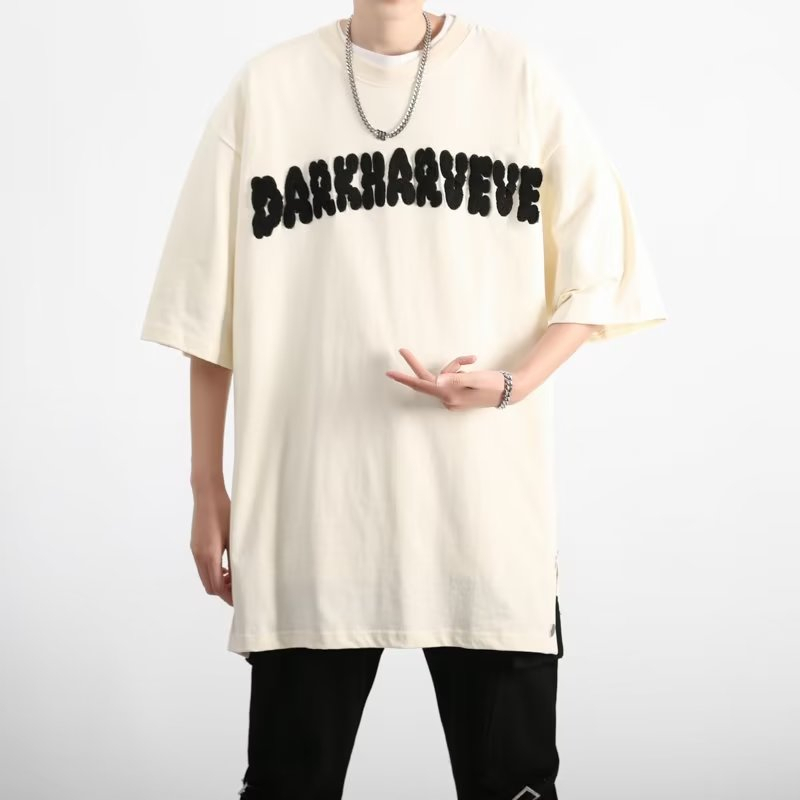 Áo Thun Ngắn Tay In Chữ Phong Cách Đường Phố Mỹ Cá Tính