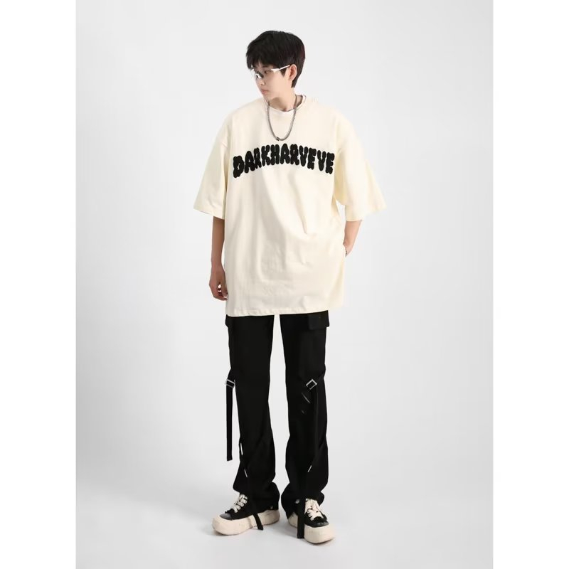 Áo Thun Ngắn Tay In Chữ Phong Cách Đường Phố Mỹ Cá Tính