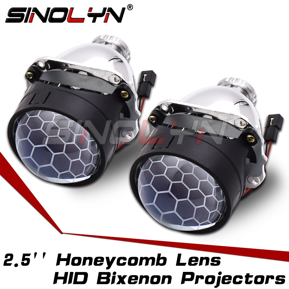 Đèn Pha Xenon Họa Tiết Tổ Ong 2.5 '' H1 H4 H7 Cho Xe Hơi / Xe Máy