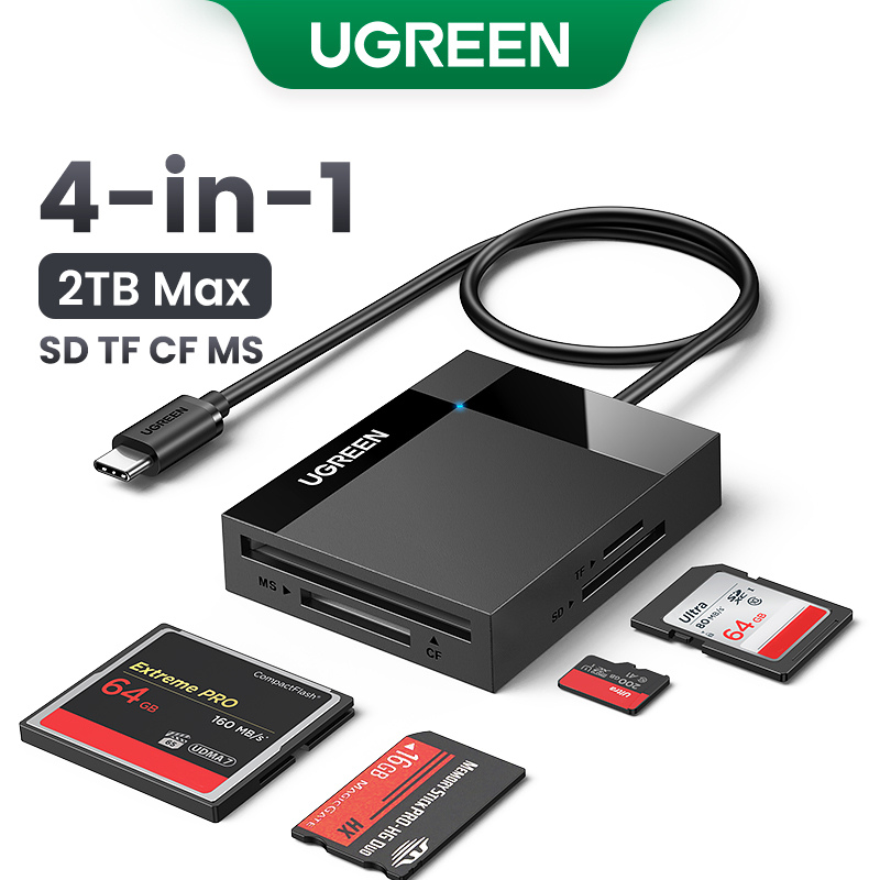 Ugreen Đầu Đọc Thẻ Nhớ SD TF CF MS 4 Trong 1 Cổng USB 3.0 OTG