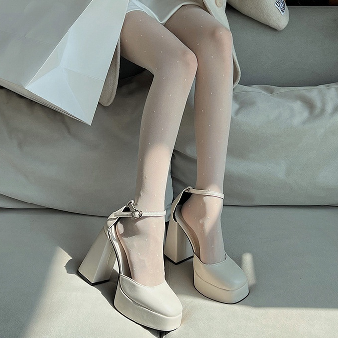 Giày cao gót 9cm màu Đen trắng mary jane dành cho búp bê barbie giày cao gót trắng sandal nữ đế cao