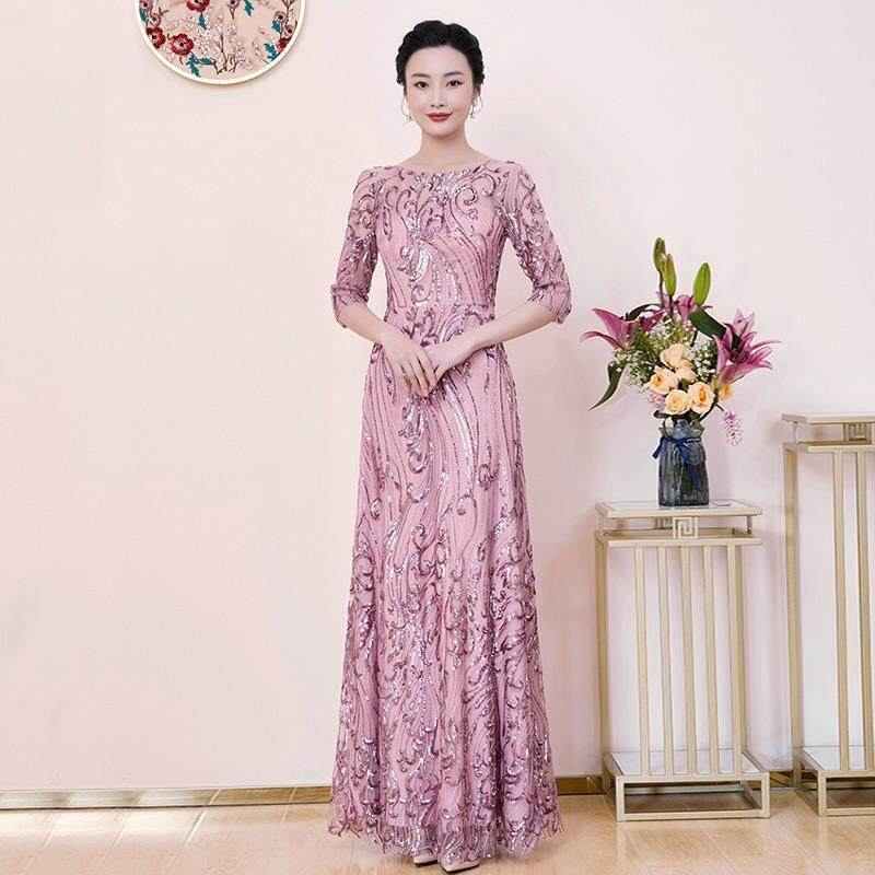 Đầm Maxi Dáng Chữ A Đính Kim Sa Lấp Lánh Thêu Họa Tiết Sang Trọng Thời Trang Cho Nữ 5XL