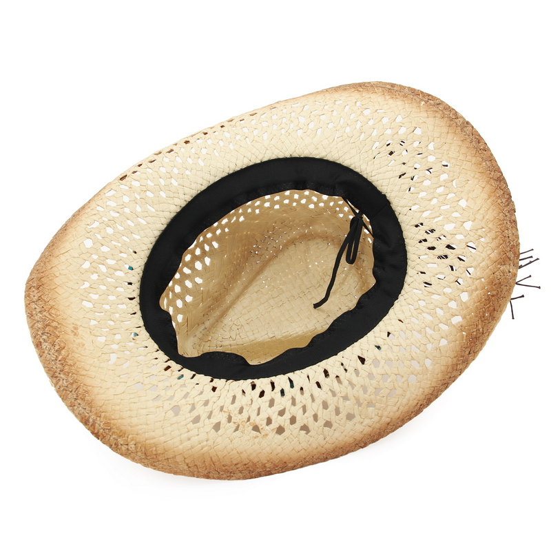 Mũ cói cao bồi đính hạt cườm thời trang mùa hè mới dành cho nam nữ