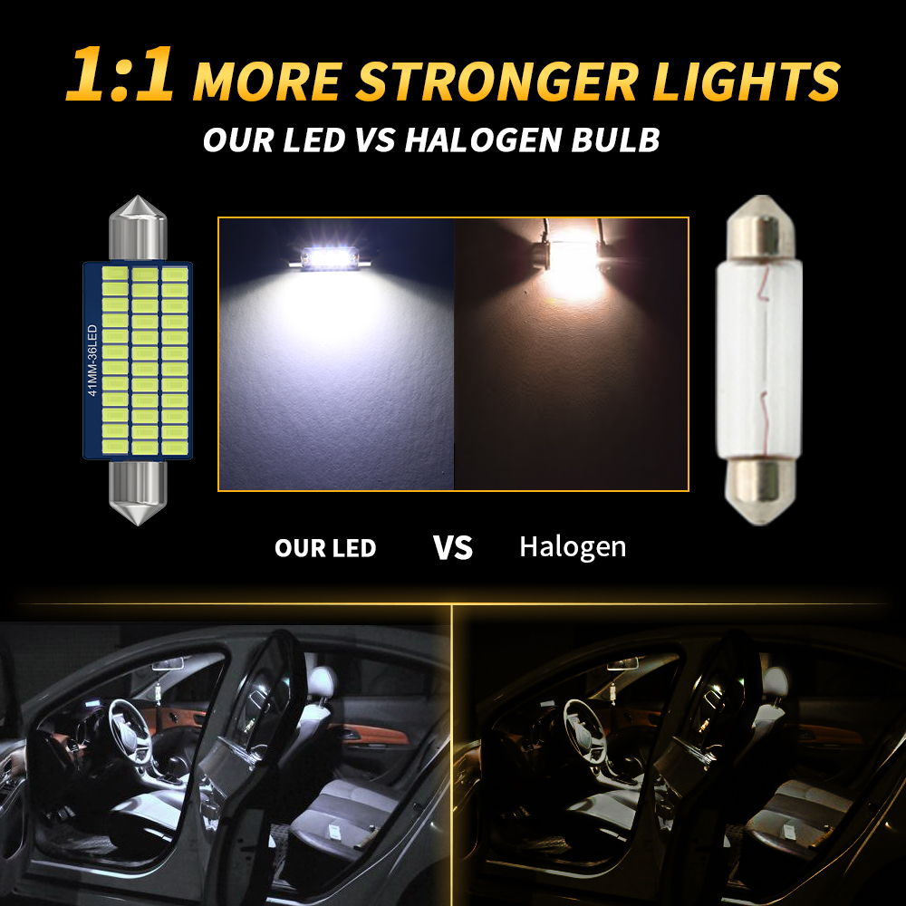 Bóng Đèn LED Nội Thất Xe Hơi C10W C5W 31mm 36mm 39mm 41mm Canbus 3014 36smd 6000k 12V