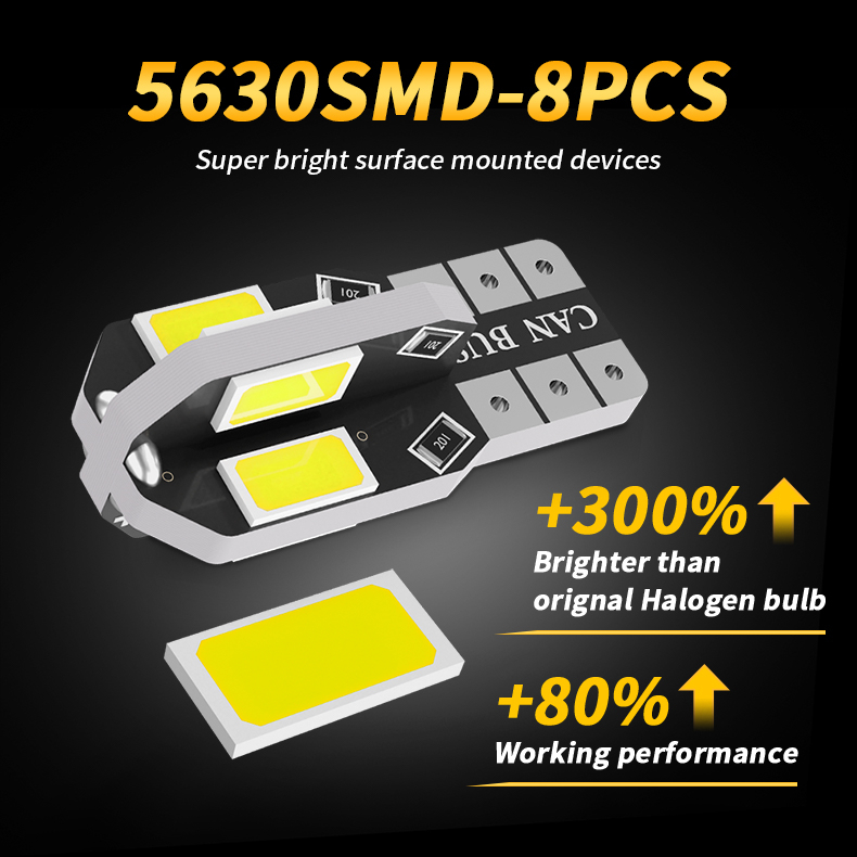 Set 2 Đèn LED T10 W5W 194 168 192 147 LED 5630 8SMD 12V Ánh Sáng Trắng Dành Cho Ô Tô