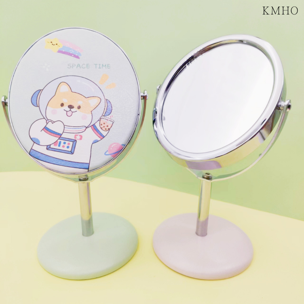 KMHO  Trang điểm gương hình bầu dục phim hoạt hình bàn gương văn phòng nhỏ bàn gương xoay cô gái trang điểm sinh viên phòng ký túc xá bàn gương
