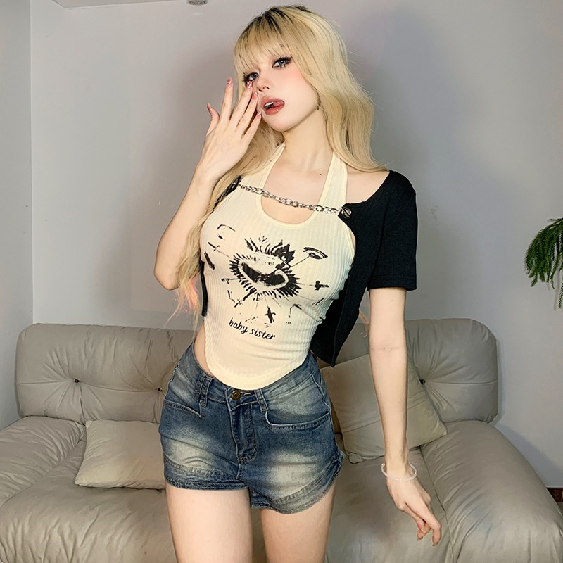 ZHELIHANGFEI Áo Thun Tay Ngắn Họa Tiết Hoạt Hình Thời Trang Sành Điệu Cho Nữ