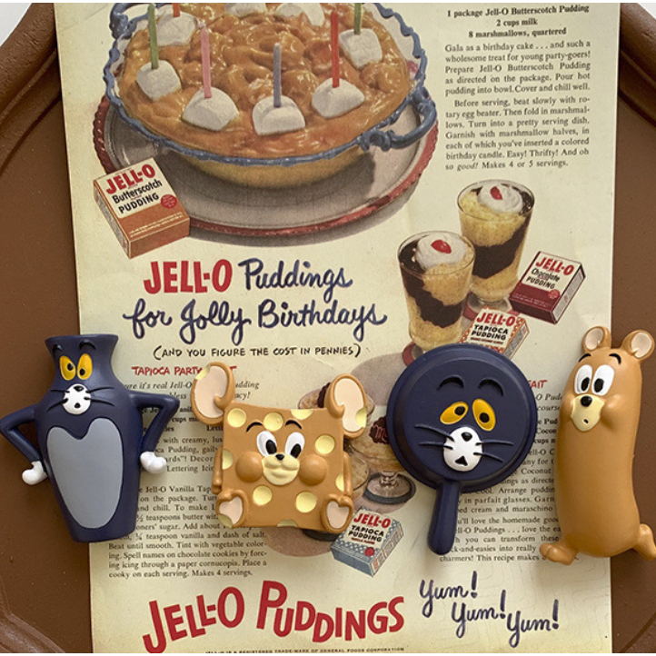 Miếng Dán Nam Châm Trang Trí Tủ Lạnh Hình Mèo Và Chuột Dễ Thương