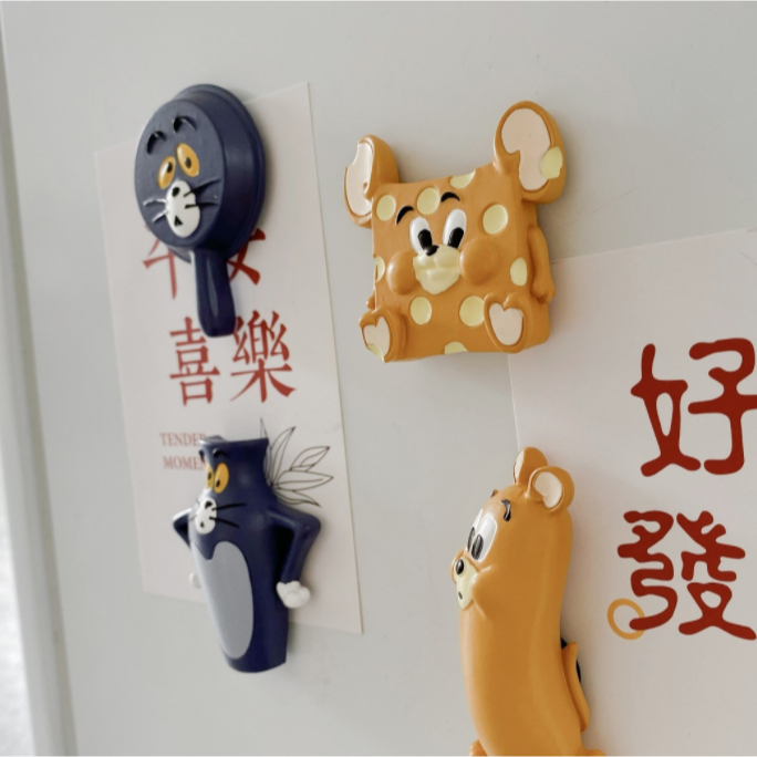 Miếng Dán Nam Châm Trang Trí Tủ Lạnh Hình Mèo Và Chuột Dễ Thương