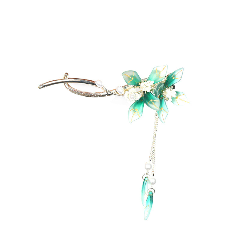 Kẹp Tóc Tua Rua Bằng Kim Loại Hình Hoa Phong Cách Cổ Điển Cao Cấp