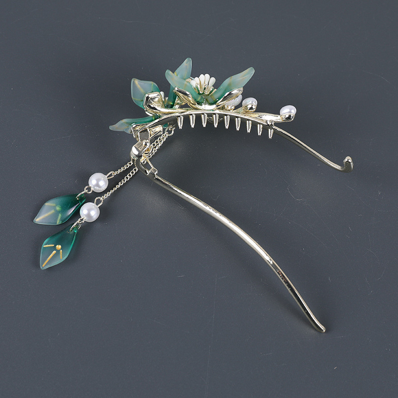 Kẹp Tóc Tua Rua Bằng Kim Loại Hình Hoa Phong Cách Cổ Điển Cao Cấp