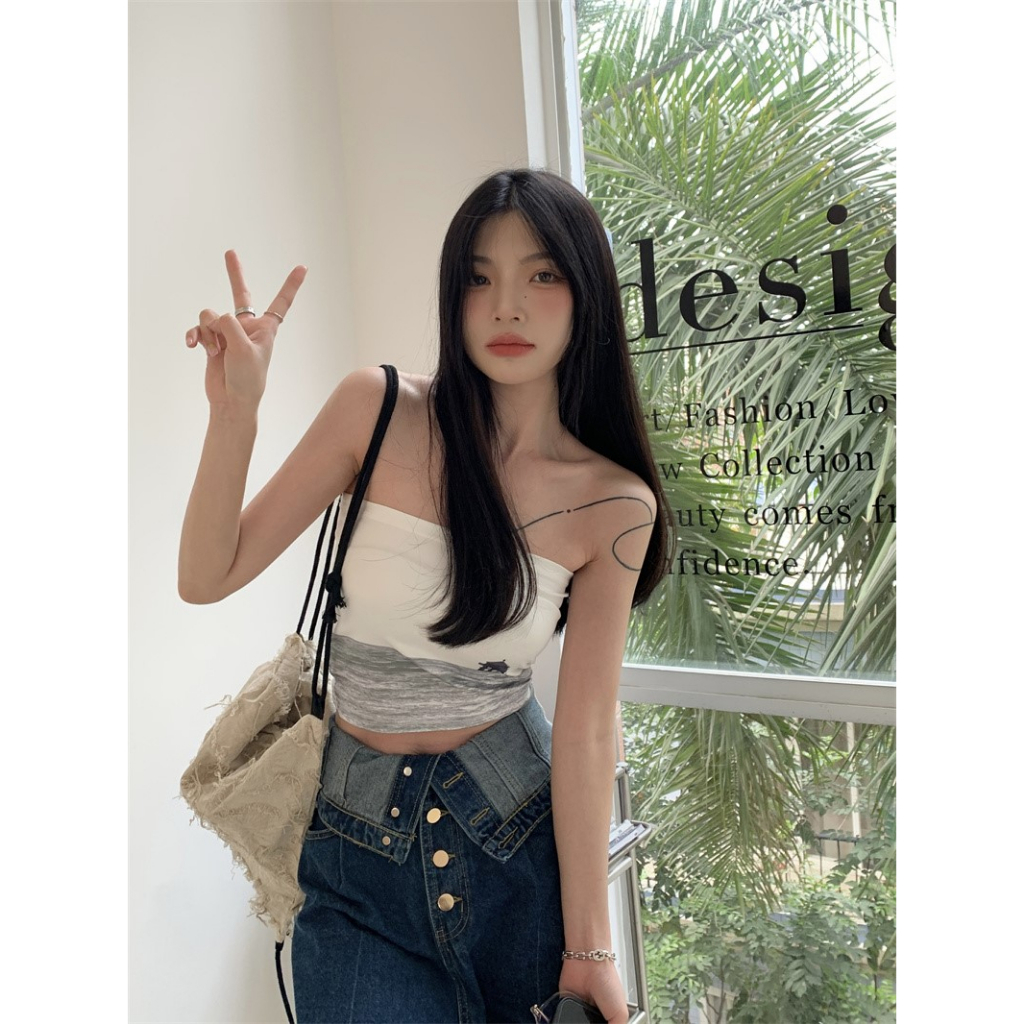 Áo Ống In Họa Tiết Vintage Thời Trang Mùa Hè 2023 Cho Nữ