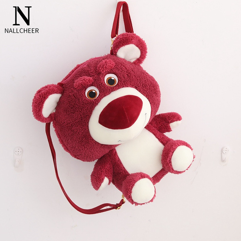 NALLCHEER Ba Lô Hình Gấu / Dâu Tây Bằng Lông Nhung Dễ Thương Xinh