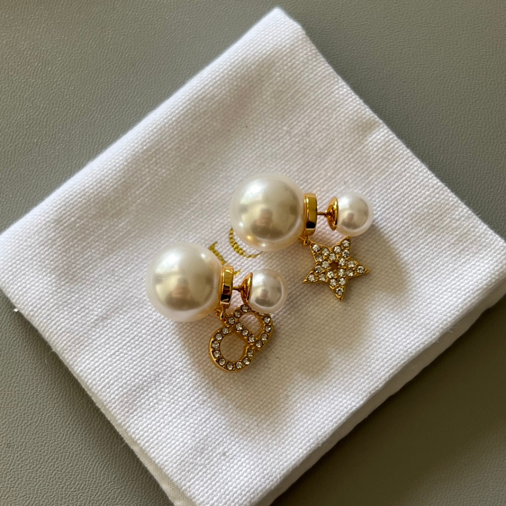 Bông Tai Mạ Bạc 925 Hình Ngôi Sao Đính Ngọc Trai Nhân Tạo Kiểu Dáng Mới