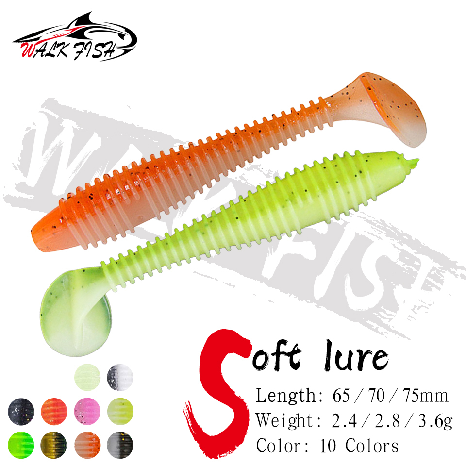 Set 10 mồi giả nhử cá mềm WALK FISH 65mm/ 70mm/ 75mm bằng nhựa tiện dụng