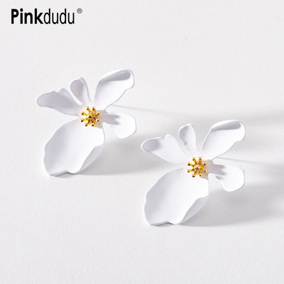 Pinkdudu Thời Trang Lớn Hoa Đỏ Bông Tai Thời Trang Xanh Trắng Cánh Hoa Bông Tai Nữ Trang Sức Quà Tặng OG091