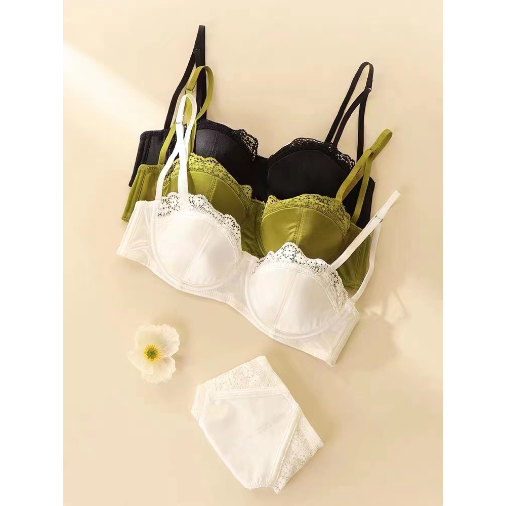 Bộ Đồ Lót Màu Trơn Dễ Thương Chất Lượng Cao Phong Cách Retro