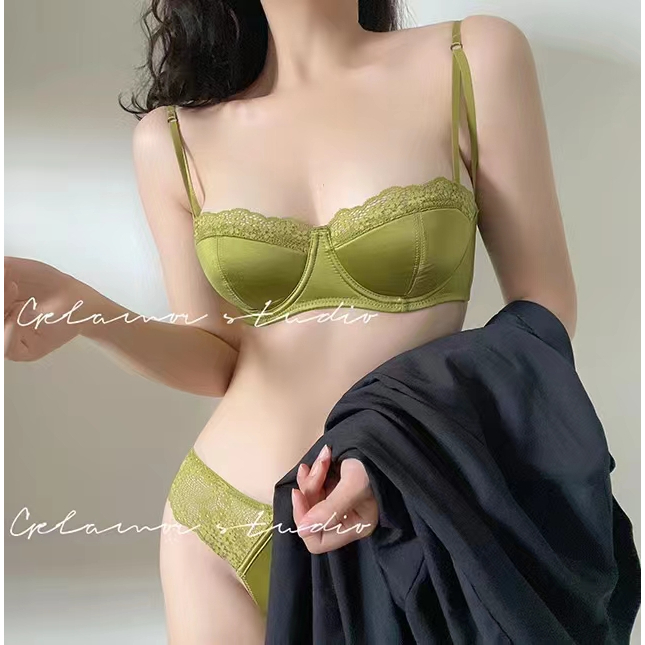 Bộ Đồ Lót Màu Trơn Dễ Thương Chất Lượng Cao Phong Cách Retro