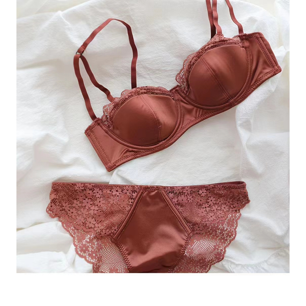 Bộ Đồ Lót Màu Trơn Dễ Thương Chất Lượng Cao Phong Cách Retro