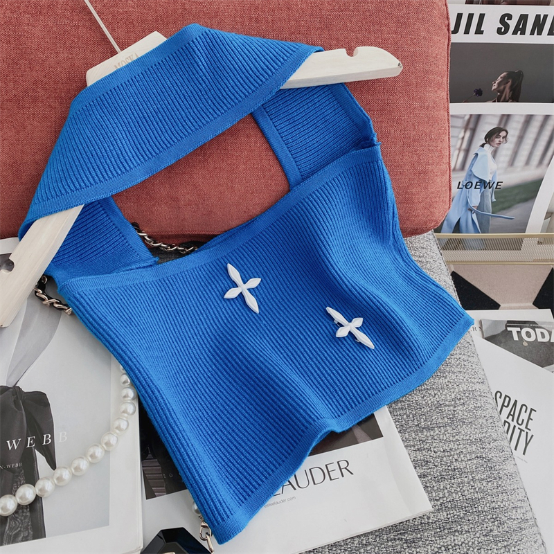 Áo Tank Top Dệt Kim Cổ Treo Thời Trang Mùa Hè Cho Nữ