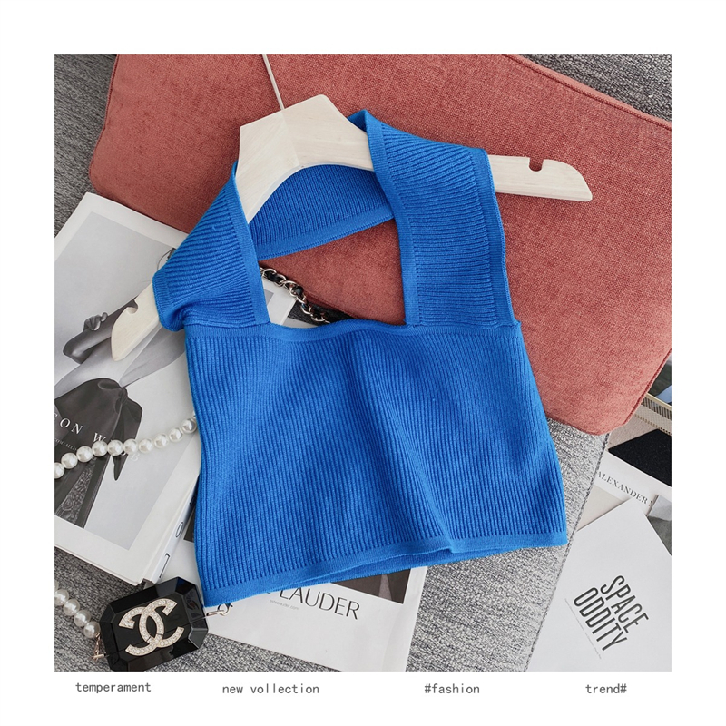 Áo Tank Top Dệt Kim Cổ Treo Thời Trang Mùa Hè Cho Nữ