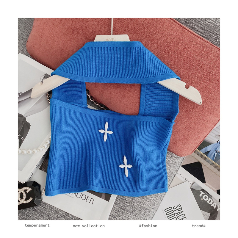 Áo Tank Top Dệt Kim Cổ Treo Thời Trang Mùa Hè Cho Nữ