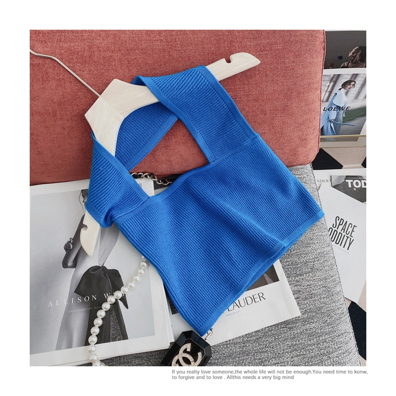 Áo Tank Top Dệt Kim Cổ Treo Thời Trang Mùa Hè Cho Nữ